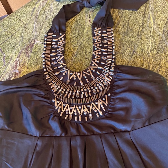 Beaded Neckline Halter Dress - Picture 2 of 5